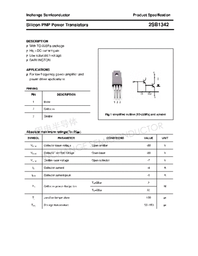 Inchange Semiconductor 2sb1342  . Electronic Components Datasheets Active components Transistors Inchange Semiconductor 2sb1342.pdf
