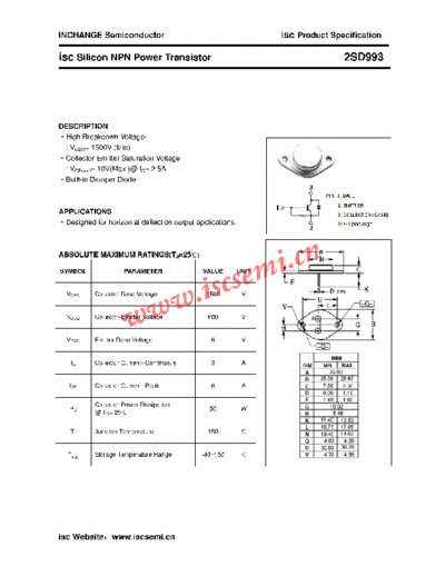. Electronic Components Datasheets 2sd993  . Electronic Components Datasheets Active components Transistors Inchange Semiconductor 2sd993.pdf