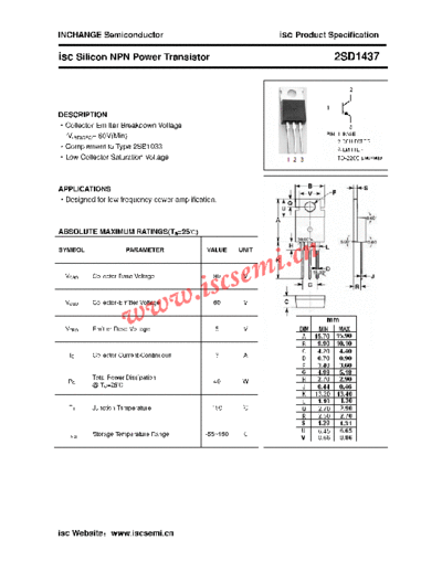 Inchange Semiconductor 2sd1437  . Electronic Components Datasheets Active components Transistors Inchange Semiconductor 2sd1437.pdf