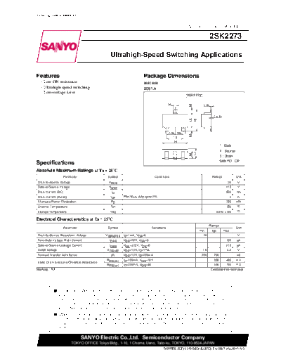 Sanyo 2sk2273  . Electronic Components Datasheets Active components Transistors Sanyo 2sk2273.pdf