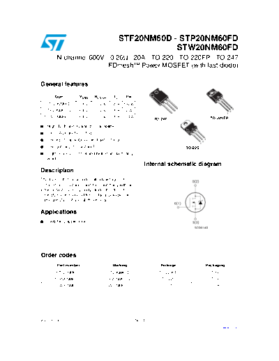 ST f20nm60d  p20nm60fd  w20nm60fd  . Electronic Components Datasheets Active components Transistors ST stf20nm60d_stp20nm60fd_stw20nm60fd.pdf