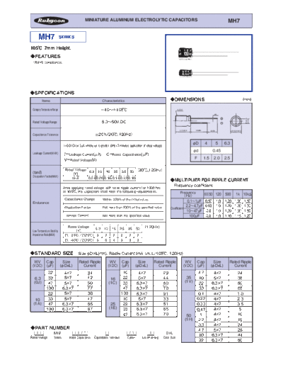 Rubycon e MH7  . Electronic Components Datasheets Passive components capacitors Datasheets Rubycon e_MH7.pdf