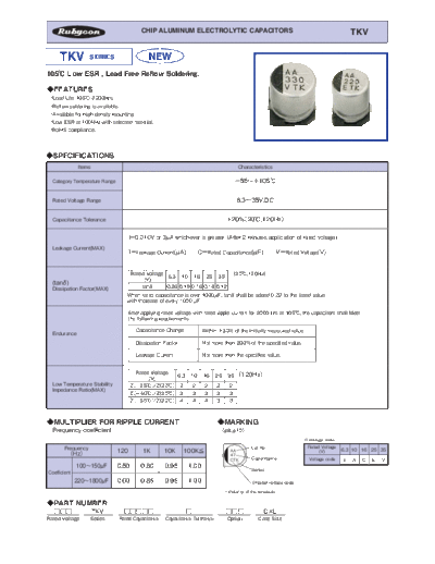 Rubycon e tkv smd  . Electronic Components Datasheets Passive components capacitors Datasheets Rubycon e_tkv_smd.pdf