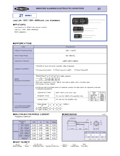 Rubycon e ZT  . Electronic Components Datasheets Passive components capacitors Datasheets Rubycon e_ZT.pdf