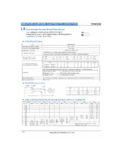Yihcon 2001 [from Goodexcel] Yihcon [radial] LS Series  . Electronic Components Datasheets Passive components capacitors Yihcon Yihcon 2001 [from Goodexcel] Yihcon [radial] LS Series.pdf
