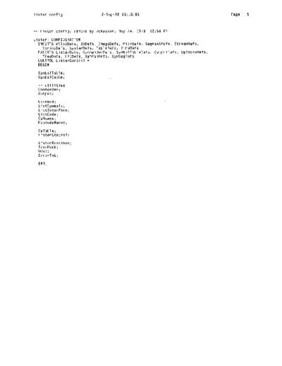 xerox Lister.config Sep78  xerox mesa 4.0_1978 listing Mesa_4_Lister Lister.config_Sep78.pdf