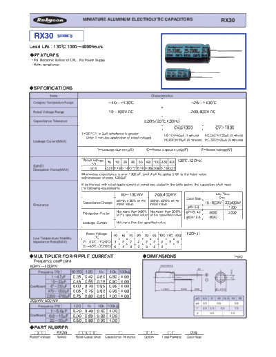 Rubycon e RX30  . Electronic Components Datasheets Passive components capacitors Datasheets Rubycon e_RX30.pdf