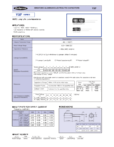 Rubycon e YXF  . Electronic Components Datasheets Passive components capacitors Datasheets Rubycon e_YXF.pdf