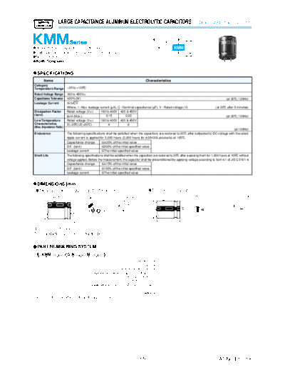 . Electronic Components Datasheets kmm snapin  . Electronic Components Datasheets Passive components capacitors Datasheets UCC kmm_snapin.pdf