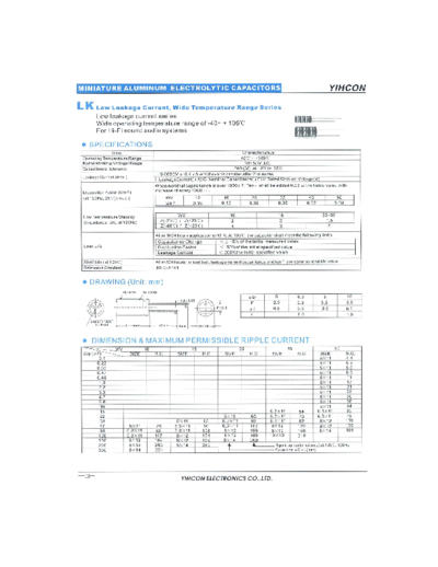 Yihcon 2001 [from Goodexcel] Yihcon [radial] LK Series  . Electronic Components Datasheets Passive components capacitors Yihcon Yihcon 2001 [from Goodexcel] Yihcon [radial] LK Series.pdf