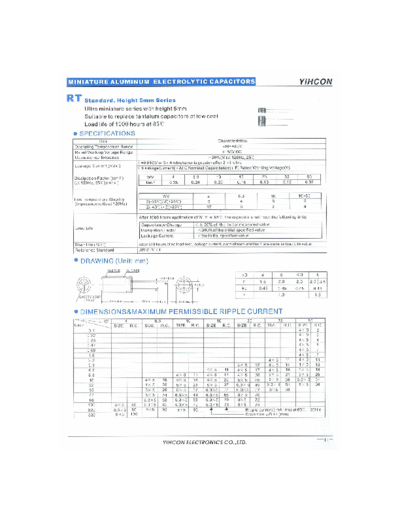 Yihcon 2001 [from Goodexcel] Yihcon [radial] RT Series  . Electronic Components Datasheets Passive components capacitors Yihcon Yihcon 2001 [from Goodexcel] Yihcon [radial] RT Series.pdf