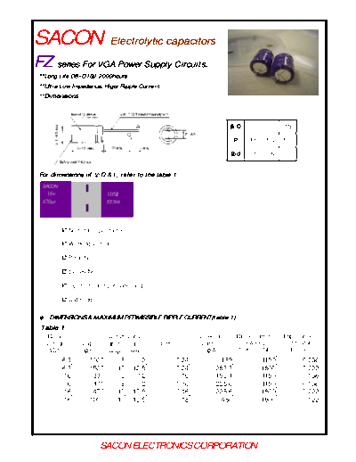 SACON FZ Series  . Electronic Components Datasheets Passive components capacitors CDD S SACON FZ Series.PDF