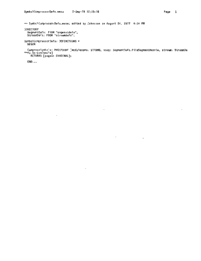 xerox SymbolCompressorDefs.mesa Sep78  xerox mesa 4.0_1978 listing Mesa_4_Binder SymbolCompressorDefs.mesa_Sep78.pdf