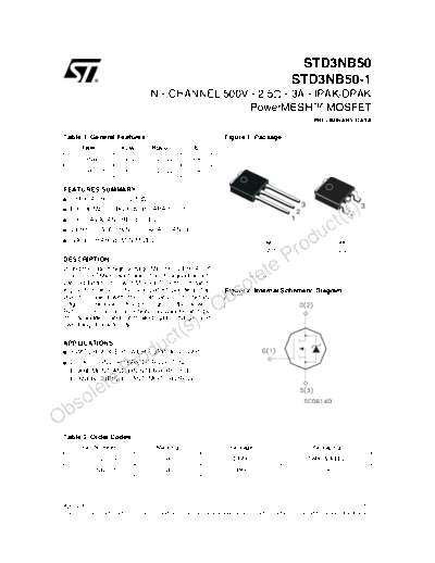 ST std3nb50-1  . Electronic Components Datasheets Active components Transistors ST std3nb50-1.pdf