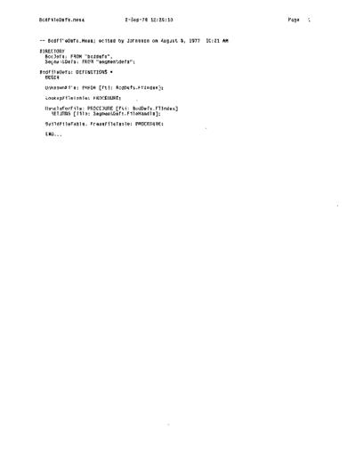 xerox BcdFileDefs.mesa Sep78  xerox mesa 4.0_1978 listing Mesa_4_Binder BcdFileDefs.mesa_Sep78.pdf