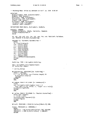 xerox BcdDebug.mesa Sep78  xerox mesa 4.0_1978 listing Mesa_4_Binder BcdDebug.mesa_Sep78.pdf