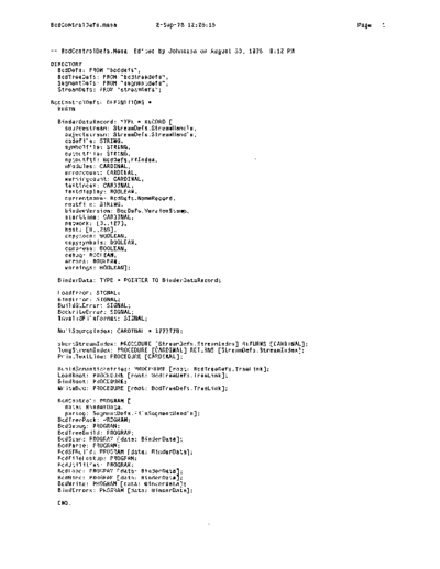 xerox BcdControlDefs.mesa Sep78  xerox mesa 4.0_1978 listing Mesa_4_Binder BcdControlDefs.mesa_Sep78.pdf