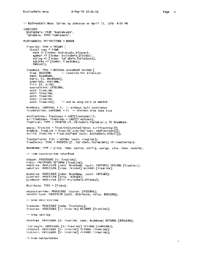 xerox BcdTreeDefs.mesa Sep78  xerox mesa 4.0_1978 listing Mesa_4_Binder BcdTreeDefs.mesa_Sep78.pdf