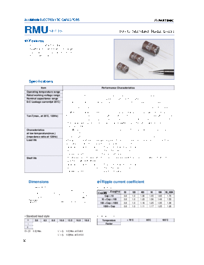 2004 Partsnic [radial thru-hole ] RMU Series  . Electronic Components Datasheets Passive components capacitors Daewoo-Parstnic 2004 Partsnic [radial thru-hole ] RMU Series.pdf