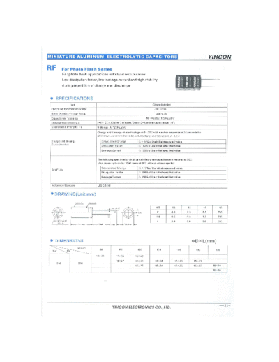 Yihcon 2001 [from Goodexcel] Yihcon [radial] RF Series  . Electronic Components Datasheets Passive components capacitors Yihcon Yihcon 2001 [from Goodexcel] Yihcon [radial] RF Series.pdf