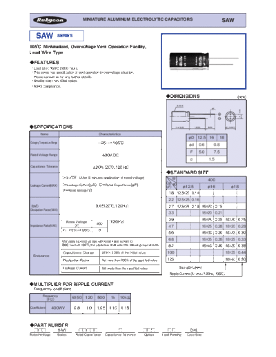 Rubycon e SAW  . Electronic Components Datasheets Passive components capacitors Datasheets Rubycon e_SAW.pdf