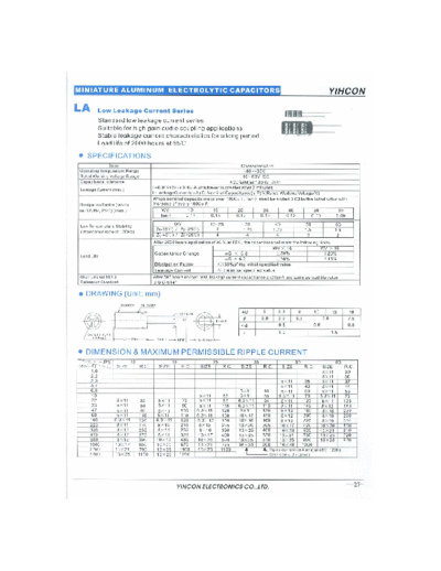 Yihcon 2001 [from Goodexcel] Yihcon [radial] LA Series  . Electronic Components Datasheets Passive components capacitors Yihcon Yihcon 2001 [from Goodexcel] Yihcon [radial] LA Series.pdf