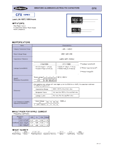 Rubycon e CFX  . Electronic Components Datasheets Passive components capacitors Datasheets Rubycon e_CFX.pdf