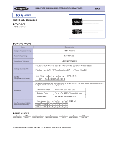 Rubycon e NXA  . Electronic Components Datasheets Passive components capacitors Datasheets Rubycon e_NXA.pdf