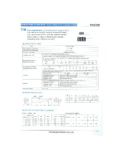 Yihcon 2001 [from Goodexcel] Yihcon [radial] TM Series  . Electronic Components Datasheets Passive components capacitors Yihcon Yihcon 2001 [from Goodexcel] Yihcon [radial] TM Series.pdf