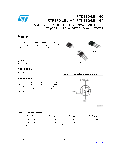 ST d150n3llh6  p150n3llh6  u150n3llh6  . Electronic Components Datasheets Active components Transistors ST std150n3llh6_stp150n3llh6_stu150n3llh6.pdf