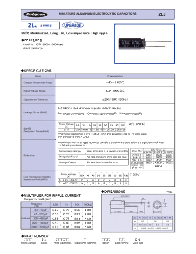 Rubycon e ZLJ  . Electronic Components Datasheets Passive components capacitors Datasheets Rubycon e_ZLJ.pdf