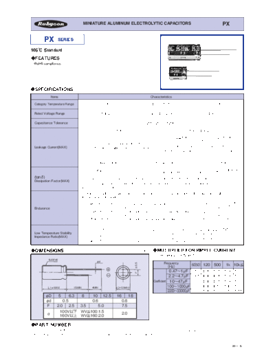 Rubycon e PX  . Electronic Components Datasheets Passive components capacitors Datasheets Rubycon e_PX.pdf