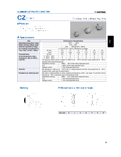 2004 Partsnic [smd] CZ Series  . Electronic Components Datasheets Passive components capacitors Daewoo-Parstnic 2004 Partsnic [smd] CZ Series.pdf