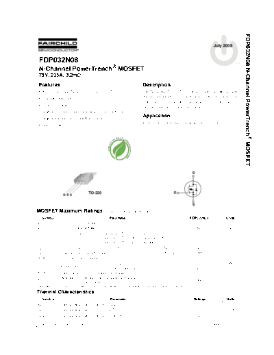 Fairchild Semiconductor fdp032n08  . Electronic Components Datasheets Active components Transistors Fairchild Semiconductor fdp032n08.pdf