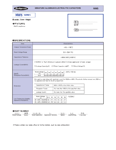 Rubycon e NW5  . Electronic Components Datasheets Passive components capacitors Datasheets Rubycon e_NW5.pdf