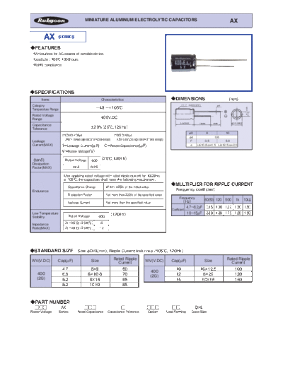 Rubycon e AX  . Electronic Components Datasheets Passive components capacitors Datasheets Rubycon e_AX.pdf