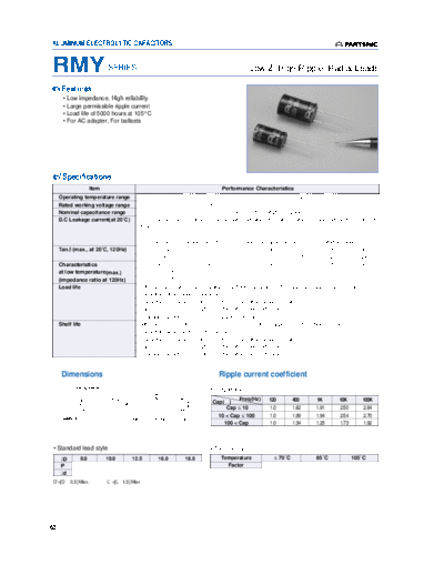 2004 Partsnic [radial thru-hole ] RMY Series  . Electronic Components Datasheets Passive components capacitors Daewoo-Parstnic 2004 Partsnic [radial thru-hole ] RMY Series.pdf