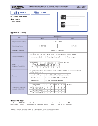Rubycon e MS7-MS5  . Electronic Components Datasheets Passive components capacitors Datasheets Rubycon e_MS7-MS5.pdf