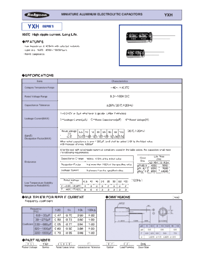 Rubycon e YXH  . Electronic Components Datasheets Passive components capacitors Datasheets Rubycon e_YXH.pdf