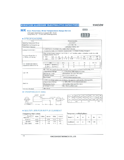 Yihcon 2001 [from Goodexcel] Yihcon [non-polar] NK Series  . Electronic Components Datasheets Passive components capacitors Yihcon Yihcon 2001 [from Goodexcel] Yihcon [non-polar] NK Series.pdf