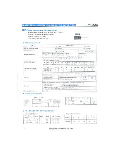 Yihcon 2001 [from Goodexcel] Yihcon [radial] RK Series  . Electronic Components Datasheets Passive components capacitors Yihcon Yihcon 2001 [from Goodexcel] Yihcon [radial] RK Series.pdf