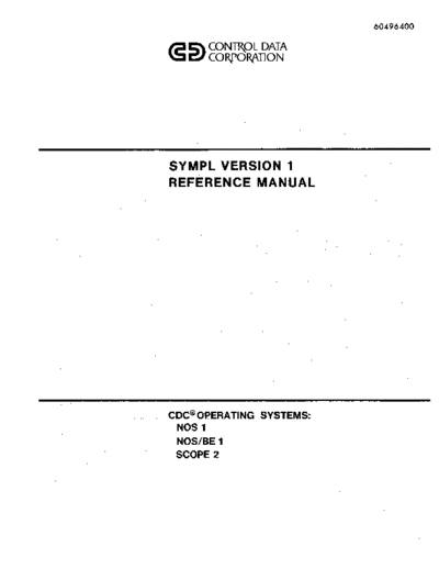 cdc 60496400F SYMPL Version 1 Reference Jan80  . Rare and Ancient Equipment cdc cyber lang sympl 60496400F_SYMPL_Version_1_Reference_Jan80.pdf