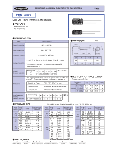 Rubycon e YXM  . Electronic Components Datasheets Passive components capacitors Datasheets Rubycon e_YXM.pdf