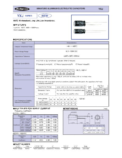 Rubycon e YXJ  . Electronic Components Datasheets Passive components capacitors Datasheets Rubycon e_YXJ.pdf