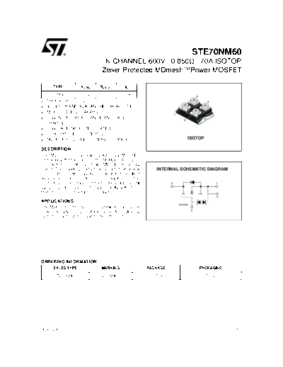 ST ste70nm60  . Electronic Components Datasheets Active components Transistors ST ste70nm60.pdf