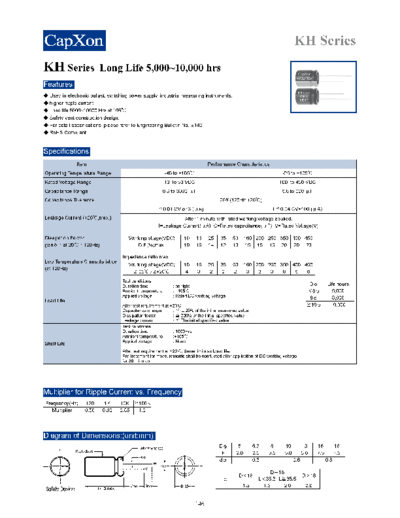 Capxon 2011-KH Series  . Electronic Components Datasheets Passive components capacitors Datasheets C Capxon 2011-KH Series.pdf