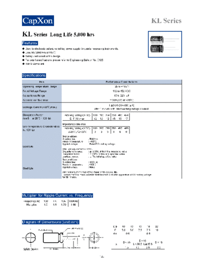 Capxon 2011-KL Series  . Electronic Components Datasheets Passive components capacitors Datasheets C Capxon 2011-KL Series.pdf
