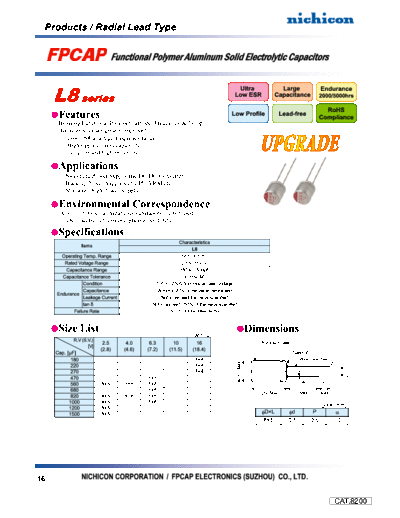 Polymer 2009fpcap catalog l8  . Electronic Components Datasheets Passive components capacitors Datasheets Nichicon Polymer 2009fpcap_catalog_l8.pdf