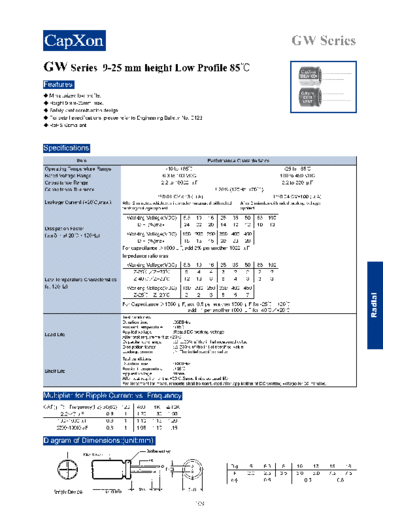 Capxon 2011-GW Series  . Electronic Components Datasheets Passive components capacitors Datasheets C Capxon 2011-GW Series.pdf