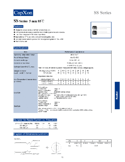 Capxon 2011-SS Series  . Electronic Components Datasheets Passive components capacitors Datasheets C Capxon 2011-SS Series.pdf